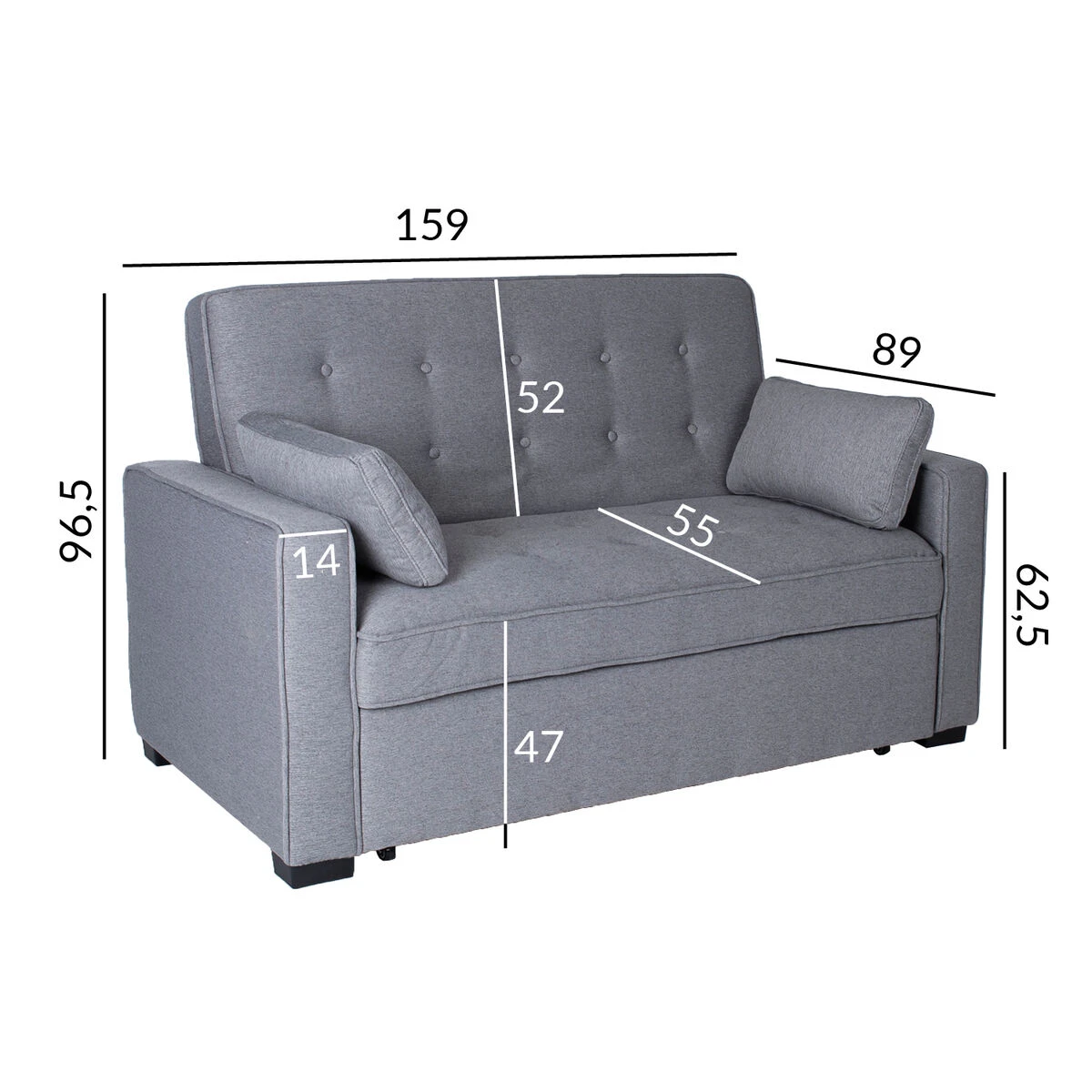 Vuodesohva Nicky, Vaalea Harmaa - Image 5